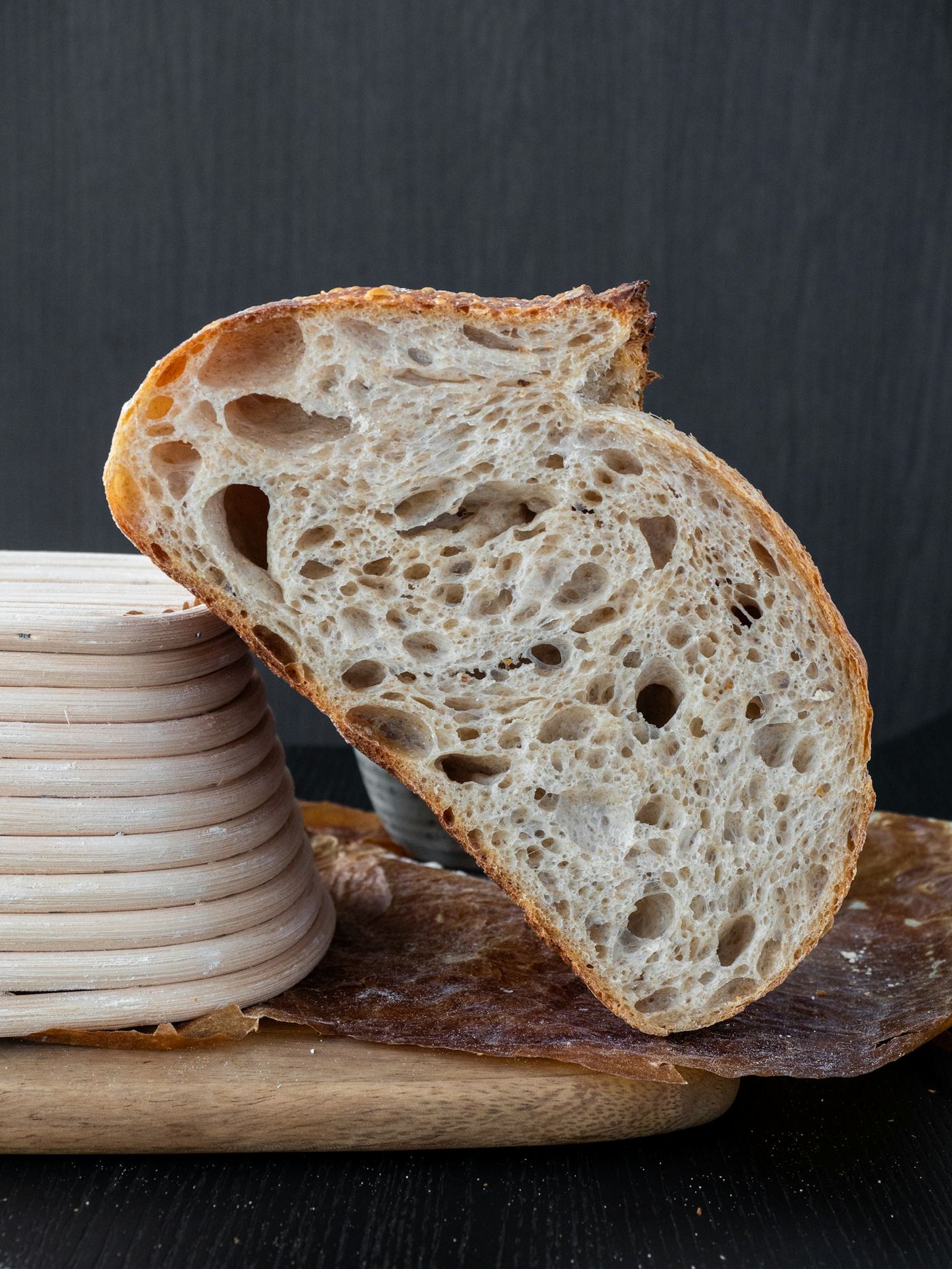 Example of how country sourdough loaf arrives